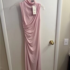 Zara Dusty Pink Sleeveless Ruched Maxi Dress